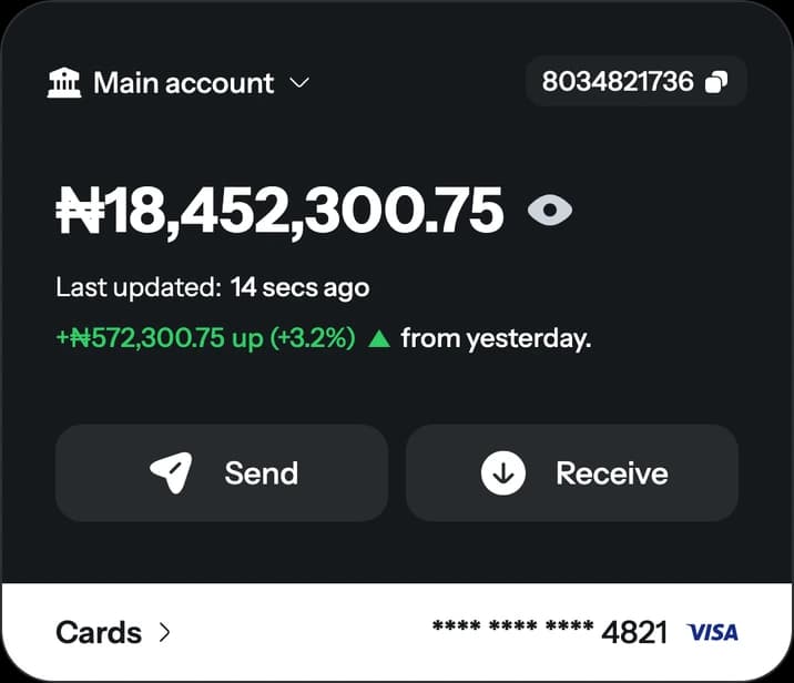 Main account balance card