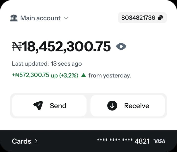 Main account balance card