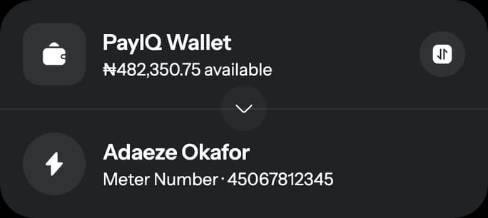 Paying an electricity bill from the PayIQ wallet