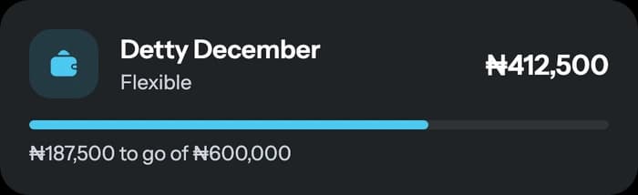 Savings goal for Detty December