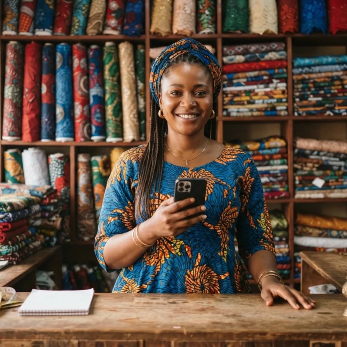 A boutique owner at her shop counter